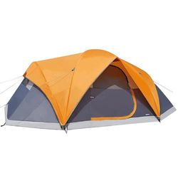 Amazon Basics Tenda de campismo com lona e bolsa de transporte impermeável para 3 estações, fácil instalação, 8 pessoas, laranja, cinzento