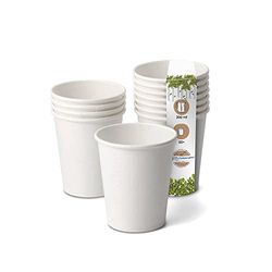 GREENBOX Organische papieren bekers, wegwerpservies, drinkbekers, papieren bekers, composteerbare en biologisch afbreekbare bekers, witte, onbedrukte milieuvriendelijke koffiemokken, 50 stuks, 200 ml