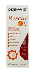 Healthpoint Derma V10 Rescue Oil, Reduce Appearance Of Stretch Marks Scar Tissue, Dry, Dehydrated Skin, After Sun, Ageing, Blemishes, Clinically Tested, Paraben Free, Vegan Friendly, Made In The UK