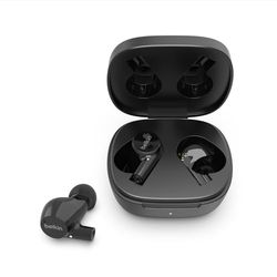 Belkin Auricolari True Wireless SoundForm Rise, Bluetooth 5.2, Ricarica Wireless, Resistenza Contro Acqua e Sudore (IPX5) e Bassi Profondi, per iPhone, Samsung Galaxy, Pixel e Altri - Nero
