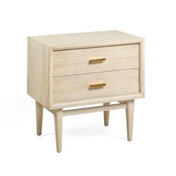 MESITA DE NOCHE 60X40X60 MADERA BLANCO VELADO/METAL DORADO