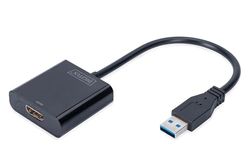 DIGITUS Adaptador de gráficos USB 3.0, USB A para HDMI tipo A, Full HD, 1920 x 1080 pixels, plástico, preto