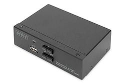 2-port DIGITUS KVM switch - 2x DP-1x DP/HDMI 2.0 Out - Single display - UHD 4K@60-Hz - USB/Audio, 2x USB 3.0, HDCP 2.2