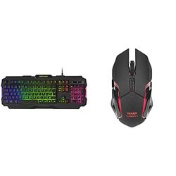 Mars Gaming MRK0, Teclado Gaming, Iluminación RGB Rainbow, Antighosting, Idioma Español + Ratón Gaming Inalámbrico, LED Óptico 3200DPI, RGB Flow, Negro