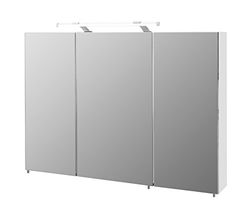Schildmeyer 124889 Armoire De Toilette avec Miroir, Panneau De Particules Revêtu De Mélamine, Blanc, 100 x 16 x 75 cm