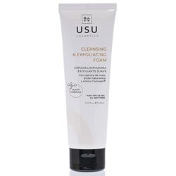 Mousse nettoyante visage effet gommage doux - 120 ml - Aide à nettoyer et à hydrater - Contient de l'acide hyaluronique et de l'Amino Complex - Convient à tous les types de peaux - USU Cosmetics