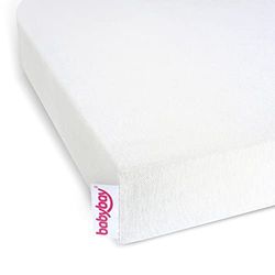 Babybay Lençol-capa ajustável Jersey Deluxe para o modelo original, branco, 81 x 43 cm