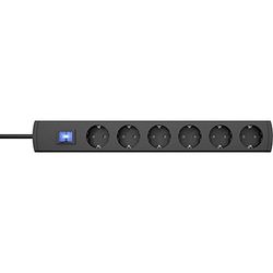 Kopp UNOversal® 232905018 Extensão de 6 tomadas (3 m, com interruptor e grande distância), aparafusável com proteção tátil, extensão de tomada interior I, cor antracite, 232905018, cabo de
