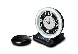 Geemarc Reloj Despertador Analógico para Sordos con Alarma de 80dB, Luz Intermitente y Cojín Vibrador - El Wake 'N' Shake Vintage Despierta a los Dormilones - Puerto de Carga USB - Versión ES