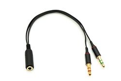 SYSTEM-S Audio Y-kabel 20 cm stereo AUX jack 3,5 mm bus naar 2X stekker platte adapter
