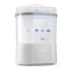 Chicco Sterilisator med torkfunktion, sterilisator för flaskor, bröstpump och napp, med 2 konfigurationer, torkfunktion, upp till 6 flaskor på 330 ml, vit