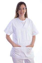 Gima - Casacca i bomull och polyester, sjukhusavdelning, vit, V-ringning, halvärm, Unisex, storlek XXXL, för läkare, veterinärer, sjuksköterskor och hälsovårdspersonal