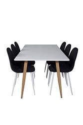 Venture Home GR20058 Polar Gastronomía Mesa con 6 Sillas, 180 cm Longitud x 90 cm Anchura x 75 cm Altura, Blanco/Negro