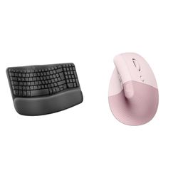 Logitech Wave Keys Wireless Ergonomic Keyboard with Cushioned Palm Rest, Comfortable Natural Typing & Lift Vertical Ergonomic Mouse, Wireless, Bluetooth or Logi Bolt USB receiver, Quiet clicks