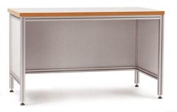 Manuflex AA1042 bureau 1500 x 600 x 750 cm met flexibele buitenwanden van aluminium, afmetingen 45 x 45 mm werkblad