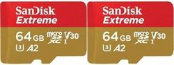 SanDisk 64GB Extreme microSDXC card for Mobile Gaming, up to 170MB/s, with A2 App Performance, UHS-I, Class 10, U3, V30 (Pack of 2)