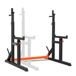 Squat Rack Regolabile Doppio Supporto per Bilanciere Multifunzione Rastrelliera Pesi in Acciaio Panca Stand con Portadischi