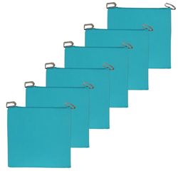 Atout Ciel Set van 6 stoelkussens, tweekleurig, met klittenbandsluiting, van waterafstotende stof, 40 x 40 x 4 cm, turquoise/grijs