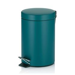 Kela bidone per cosmetici turchese 3l, bidone a pedale in metallo per il bagno, bidone per i rifiuti del bagno con contenitore interno e maniglia di trasporto, MONACO, petrolio opaco