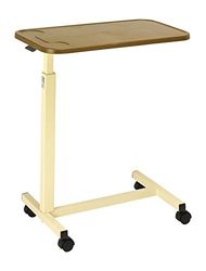 Homecraft Overbed Table, Portable Desk with Castor Wheels, Writing Surface to Use in Bed or a Wheelchair, Mobility Aid, Mobile Desk with Adjustable Height, Teak and White