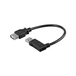 Goobay 95701 Cavo Prolunga USB 2.0 ad Alta Velocità 90°, Nero, 0.15m Lunghezza del Cavo