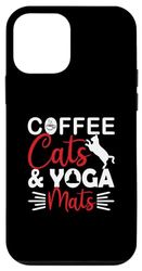 Carcasa para iPhone 12 mini Gatos de café y esterillas de yoga Gatos y café para damas Yoga Kitty