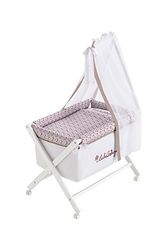 Mini-wieg compleet (hout + textiel + bedhemel) 100% katoen geborduurd GARNET LIBERTY