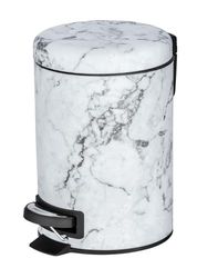 WENKO Poubelle salle bain, poubelle à pédale, acier inox, effet "marbre", poubelle 3L, 17x25x22,5 cm, Onyx