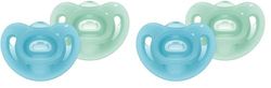 NUK Sensitive - Lot de 4 sucettes - 6 à 18 mois - 100% silicone pour peau délicate - Sans BPA - Bleu et vert