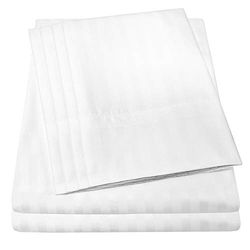 Sweet Home Collection - Conjunto de lençóis, 4 peças, 1500 fios, qualidade egípcia, lençol de baixo com cantos amplos, Dobby White, Califórnia King