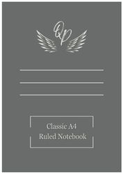 QP Lined A4 Notebook 160 Pages - Grey