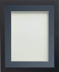 Frame Company Allington Black Photo Frame with Blue Mount, 9x7 for 7x5 inch, fitted with perspex