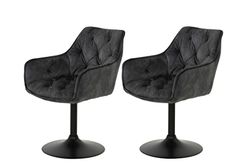Hela Tische, Lot De 2 Fauteuils Pivotants Pour Cuisine, Assise En Microfibre Velours Anthracite, Accoudoirs, Pied Métallique Tournant À 360°