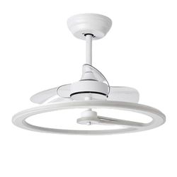 Ventilator DC Chom wit, 110 W, met 3 vleugels, 6 snelheden en 3 kleuren, afmetingen 46/66 x 62 x 62 cm. Inclusief afstandsbediening, geheugen, timer en 9350 lumen vermogen voor een frisse omgeving.