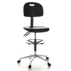 hjh OFFICE 665060 siège Technique, Tabouret de Travail Top Work 23 Noir en Mousse PU, Dossier réglable en Hauteur, piètement Robuste avec Repose-Pieds, Hauteur réglable de 61 à 86 cm