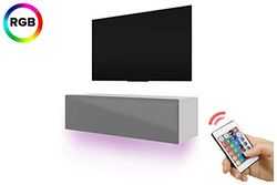 Skylara - TV kast/TV Lowboard met LED RGB Modern Hangend 140 cm (wit mat/grijs hoogglans)