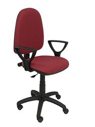 PIQUERAS Y CRESPO Model 04CP - ergonomische bureaustoel met permanent contactmechanisme en in hoogte verstelbare zitting en rugleuning bekleed van stof BALI kleur granaat (vaste randen inbegrepen)