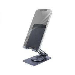 Support pour Smartphone - Aluminium léger, Rotation à 360°, réglage de Hauteur/Inclinaison 180°, Base antidérapante, Couleur Noire.