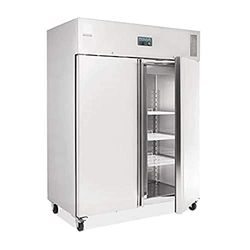 Polar Refrigeration U-Series 900W Upright Double Door Freezer 1300 Litre, Stainless Steel, -22°C to -18°C, 2010(H)x1485(W)x835(D)mm, 6 Shelves, Energy Rating D | U635