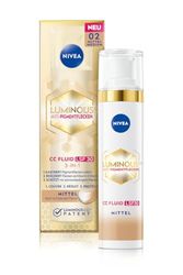 NIVEA Luminous 630 CC Fluid - Crema antimanchas pigmentada FPS 30 para tonos de piel medios, CC Cream con ácido hialurónico y pigmentos de color microencapsulados, crema de día con SPF 30 para una tez