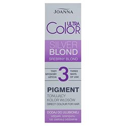 JOANNA Pigmento colorante ultra colorato per capelli, neutralizzazione dei gialli indesiderati, può essere applicato in 3 modi, con balsamo shampoo, colore biondo argento, 100 ml
