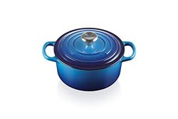 Le Creuset Cocotte rotonda Evolution in ghisa vetrificata con Coperchio, diameter 18 cm, Azzurro, 21177182202430