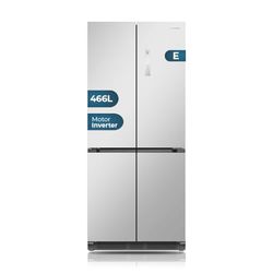 Hyundai Frigorífico Americano Inox, 4 Puertas HQP19283NEDI00, Capacidad 466 Litros, No Frost, Multi Air Flow, Bajo Nivel Sonoro, Clasificación Energética E