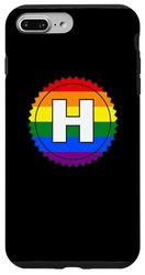 Custodia per iPhone 7 Plus/8 Plus Gay Pride Monogramma Lettera H - LGBTQ Bandiera Arcobaleno Iniziale H