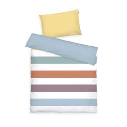 TOM TAILOR Renforcé sängkläder för barn, 40 x 60 cm + 100 x 135 cm, 100% bomull/Renforcé med vändbart mönster och färgglad dragkedja av märket, färgade remsor flerfärgad (Multifärg)