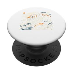 Retro Vintage Arte Japonés Silueta Tigre Vida Silu PopSockets PopGrip Intercambiable