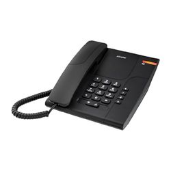 ALCATEL Temporis 180 PRO - Téléphone Fixe Filaire Professionnel - Bibloc -Touche Mute - Indicateur Lumineux - Volume Réglable - Touche Rappel - Installation Bureau/Mur - Noir