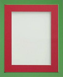 Frame Company Jellybean Range Green Wooden 14x11 inch Picture Photo Frame with Red Mount for Image 10x7 inch * Choice of Colours & Sizes* Fitted with Perspex