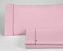 Juego de sábanas liso color rosa Cama de 105 (3 piezas) -50% algodón / 50% poliester - 144 hilos - gramatura: 115
