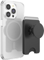 PopSockets: PopWallet + para MagSafe - Anillo Adaptador para MagSafe Incluido - Tarjetero con Top Intercambiable Integrado para Smartphones y Carcasas - Black